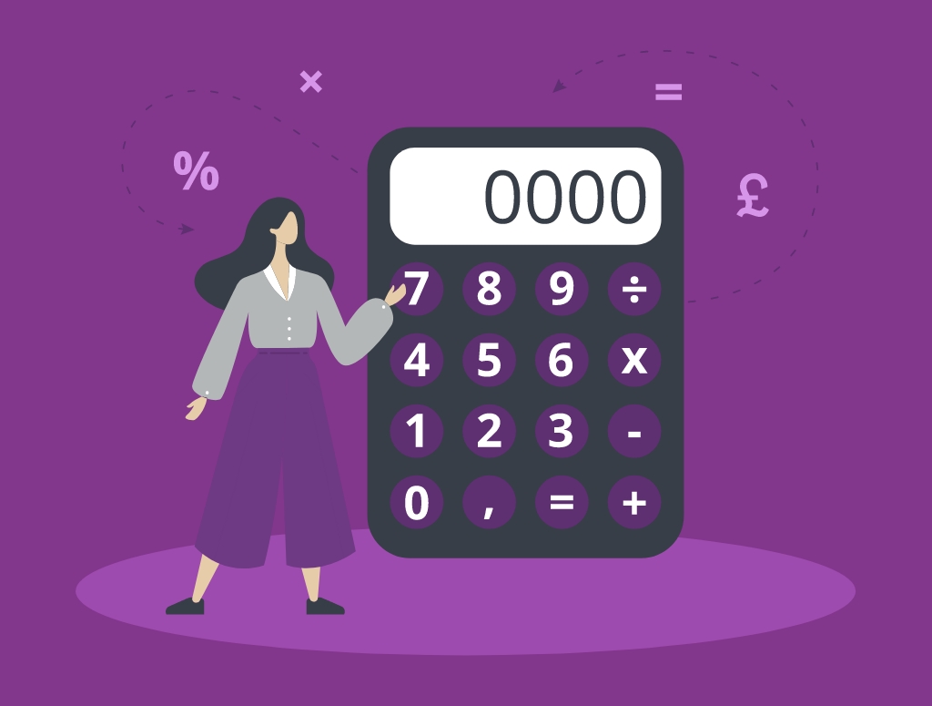 Graphic of a woman using financial calculator